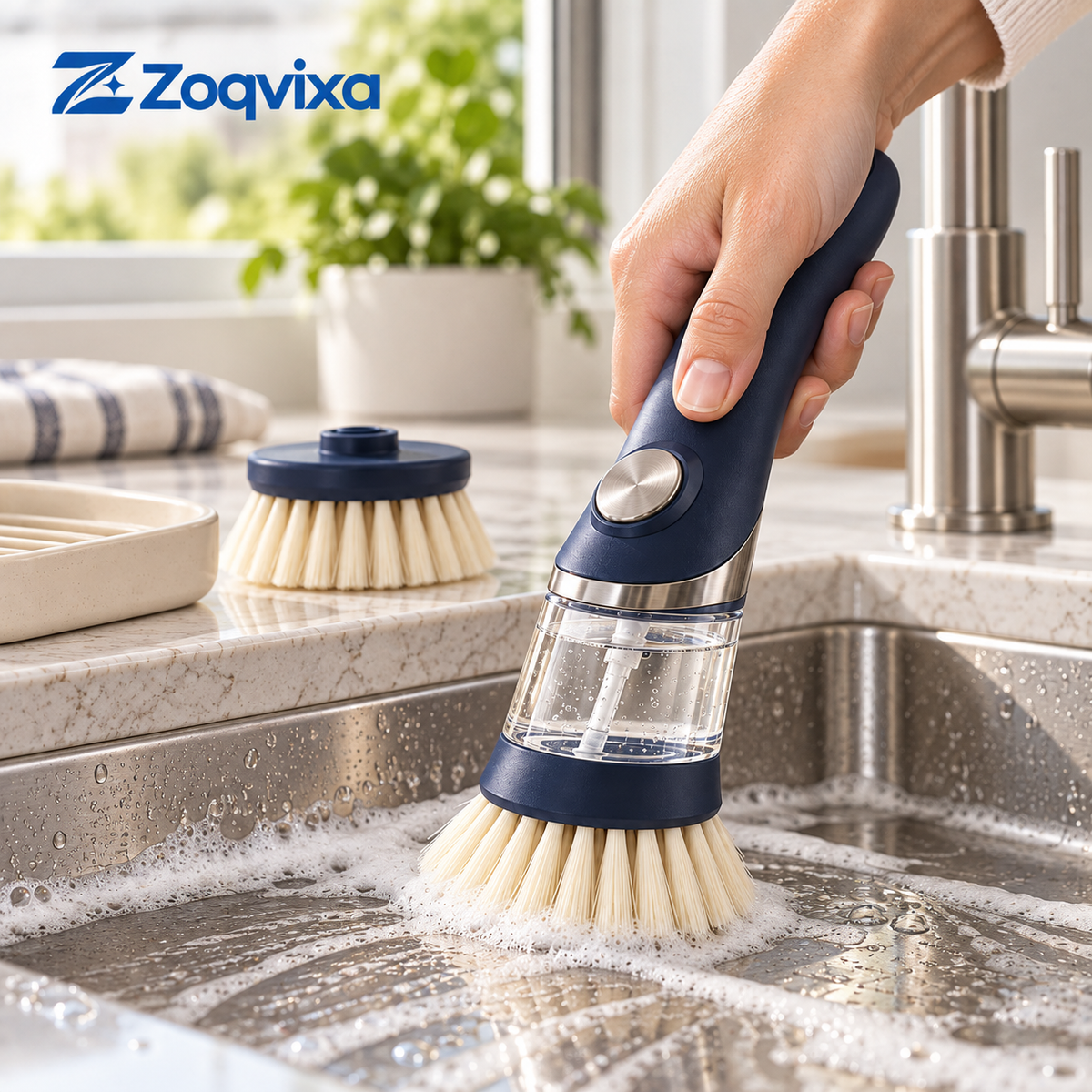 Zoqvixa™ Soap-Dispensing Dish Brush Set