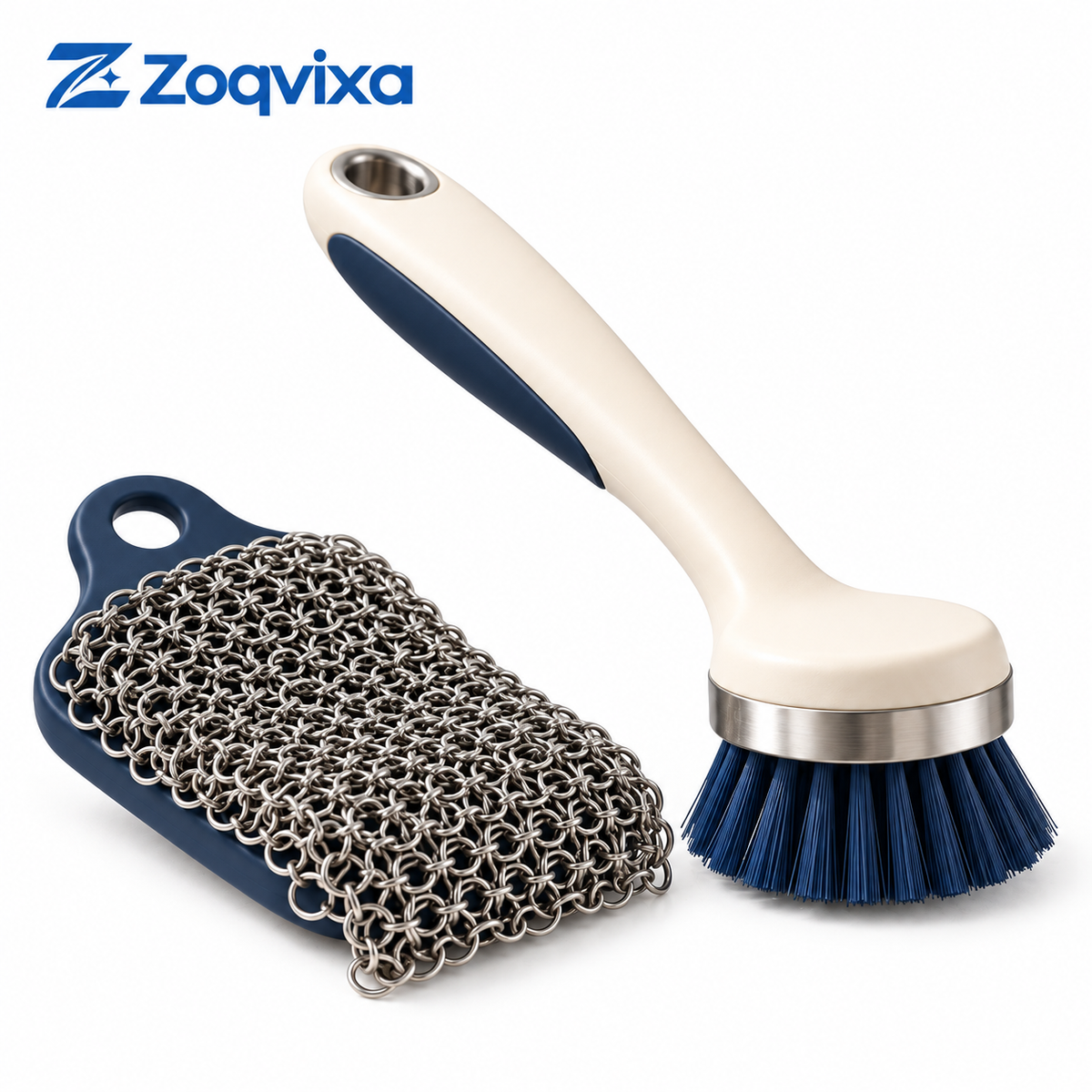 Zoqvixa™ Pan Brush & Chainmail Scrubber Set