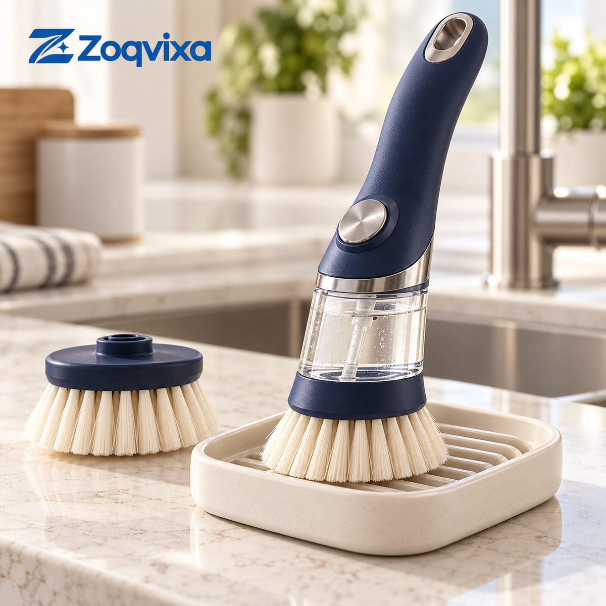 Zoqvixa™ Soap-Dispensing Dish Brush Set